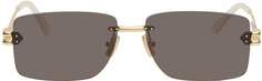 Золотые прямоугольные солнцезащитные очки Bottega Veneta, цвет Gold