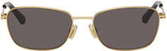 Золотые прямоугольные солнцезащитные очки с разрезами Bottega Veneta