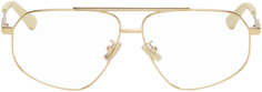 Золотые классические металлические очки-авиаторы Bottega Veneta