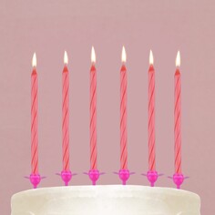 Свечи в торт, розовые, 24 шт., 7,2 х 17,3 см Страна Карнавалия