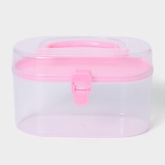 Органайзер для хранения пластиковый со вставкой, 12×7,5×7,5 см, цвет розовый NO Brand