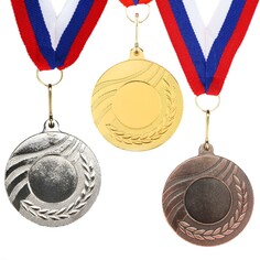 Медаль под нанесение 007 диам 5 см. цвет бронз. с лентой Командор