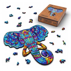 Пазл фигурный деревянный timeless elephant, размер 24х26 см, 183 детали NO Brand