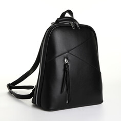 Рюкзак городской из искусственной кожи на молнии, цвет черный NO Brand