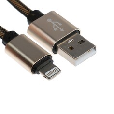 Кабель lightning - usb, 2.1 а, оплетка нейлон, 2 метра, золотистый NO Brand