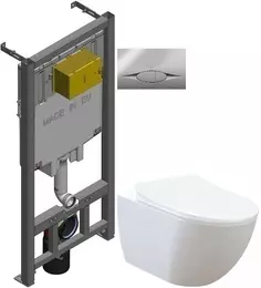 Комплект подвесной унитаз Creavit Free FE322-11CB00E-0000 + KC0903.02.0000E + система инсталляции Jacob Delafon E29025-NF + E29027-CP