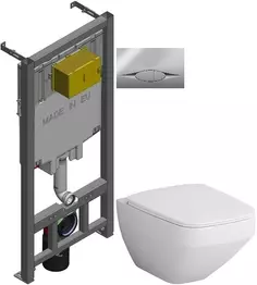 Комплект подвесной унитаз Am.Pm Inspire 2.0 C50A1700SC + система инсталляции Jacob Delafon E29025-NF + E29027-CP Am.Pm.