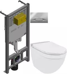 Комплект подвесной унитаз Jaquar Solo SLS-WHT-6953BIUFSM + система инсталляции Jacob Delafon E29025-NF + E29027-CP