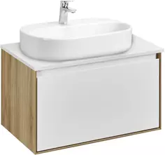 Тумба с раковиной дуб эльвезия/белый глянец 69 см Акватон Либерти 1A2798K5LY010