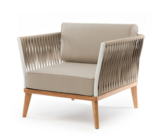 Плетеное кресло Касабланка из роупа серо-коричневое, бежевый 4sis