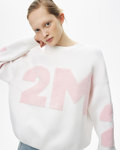 Джемпер 2М с плюшем из хлопка молочного цвета 2Mood