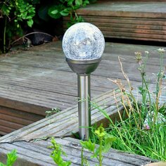 Светильник садовый Ultraflash, SGL-005, на солнечной батарее, шар, прозрач с эф бит стек, LED, 15421