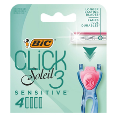 Сменные кассеты для бритвы BIC Click 3 Soleil Sensitive 3 подвижных лезвия, женские, 4 шт
