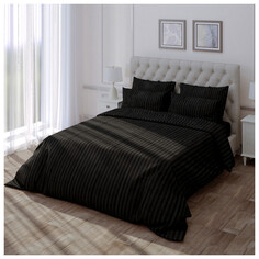 Комплекты 1,5-спальные постельное белье 1,5сп VEROSSA Stripe сатин-страйп 2 нав.70х70см черное, арт.738141