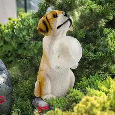 Фигурка садовая Эра «Золотистый ретривер щенок» на солнечных батареях 32.5 см цвет разноцветный теплый белый свет ERA