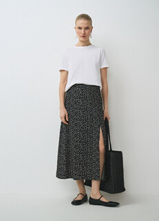 Юбка миди A-силуэта с разрезом, Серый O'stin