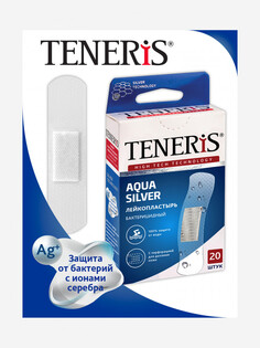 Бактерицидный лейкопластырь TENERIS AQUA Silver с ионами серебра на прозрачной полимерной основе, 20 шт, Синий