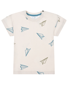 Кремовая футболка с принтом &quot;бумажные самолетики&quot; Sanetta Pure