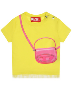 Футболка с имитацией сумки, желтая Diesel