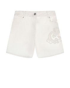 Белые джинсовые шорты с ажурной вышивкой Ermanno Scervino
