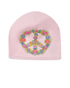 Розовая шапка с принтом &quot;Peace&quot; Catya