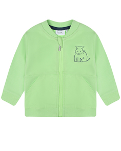 Зеленая спортивная куртка с принтом &quot;бегемот&quot; Sanetta Kidswear