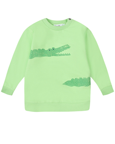 Зеленый свитшот с принтом &quot;крокодилы&quot; Sanetta Kidswear