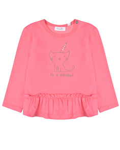 Розовая толстовка с вышивкой &quot;кот-единорог&quot; Sanetta Kidswear