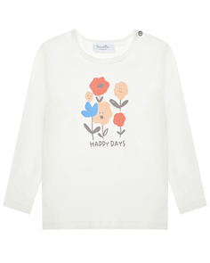 Белая толстовка с цветочным принтом Sanetta Kidswear