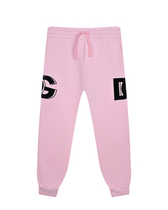 Розовые спортивные брюки с лого по бокам Dolce&Gabbana