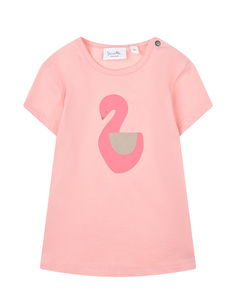 Розовая футболка с принтом &quot;лебедь&quot; Sanetta Kidswear