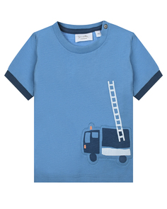 Синяя футболка с принтом &quot;пожарная машина&quot; Sanetta Kidswear