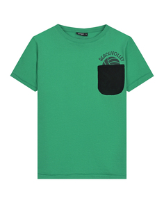 Зеленая футболка с черным накладным карманом Yporque