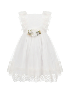 Платье молочного цвета с вышивкой по подолу Amaya