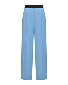 Голубые брюки с черным поясом на резинке MSGM