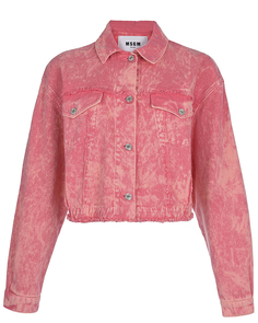 Розовая джинсовая куртка с принтом &quot;tie-dye&quot; MSGM