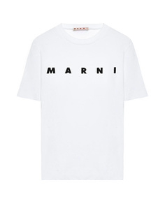 Футболка с черным лого, белая MARNI