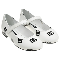 Туфли белые с черным лого Dolce&Gabbana