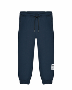 Спортивные брюки с поясом на кулиске, темно-синие MSGM