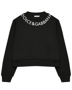 Свитшот с вышитым логотипом DG на воротнике, черный Dolce&Gabbana