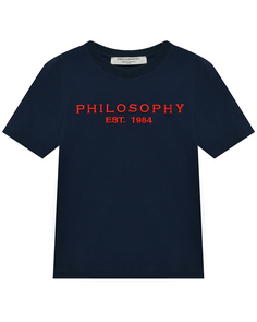 Футболка с вышитым красным лого Philosophy di Lorenzo Serafini Kids