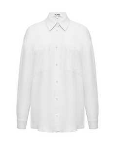 Льняная рубашка с жемчужными пуговицами, белая ALINE