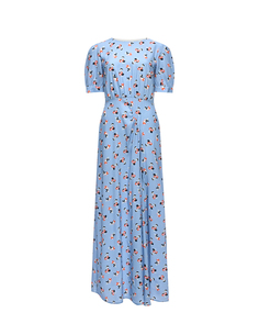 Платье с цветочным принтом, голубое Parosh P.A.R.O.S.H.