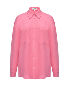Льняная рубашка с жемчужными пуговицами, розовая ALINE