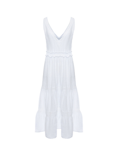 Платье на лямках с декором макраме, белое 120% Lino