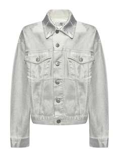 Джинсовая куртка серебристого цвета MM6 Maison Margiela