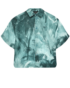 Рубашка с принтом &quot;пальмы&quot;, зеленая Emporio Armani