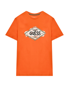 Футболка с лого, оранжевая Guess