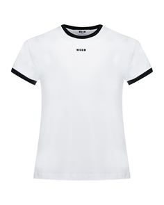 Футболка с черным кантом, белая MSGM
