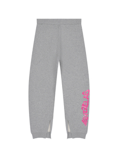 Серые спортивные брюки с розовым лого MM6 Maison Margiela